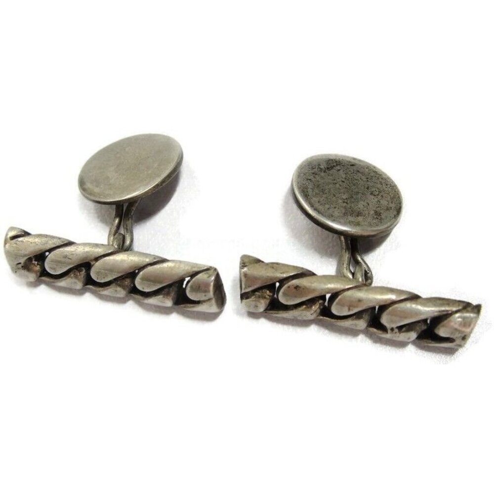 Vintage 925 Solid Link Cufflinks Sterling Wedding… - image 4